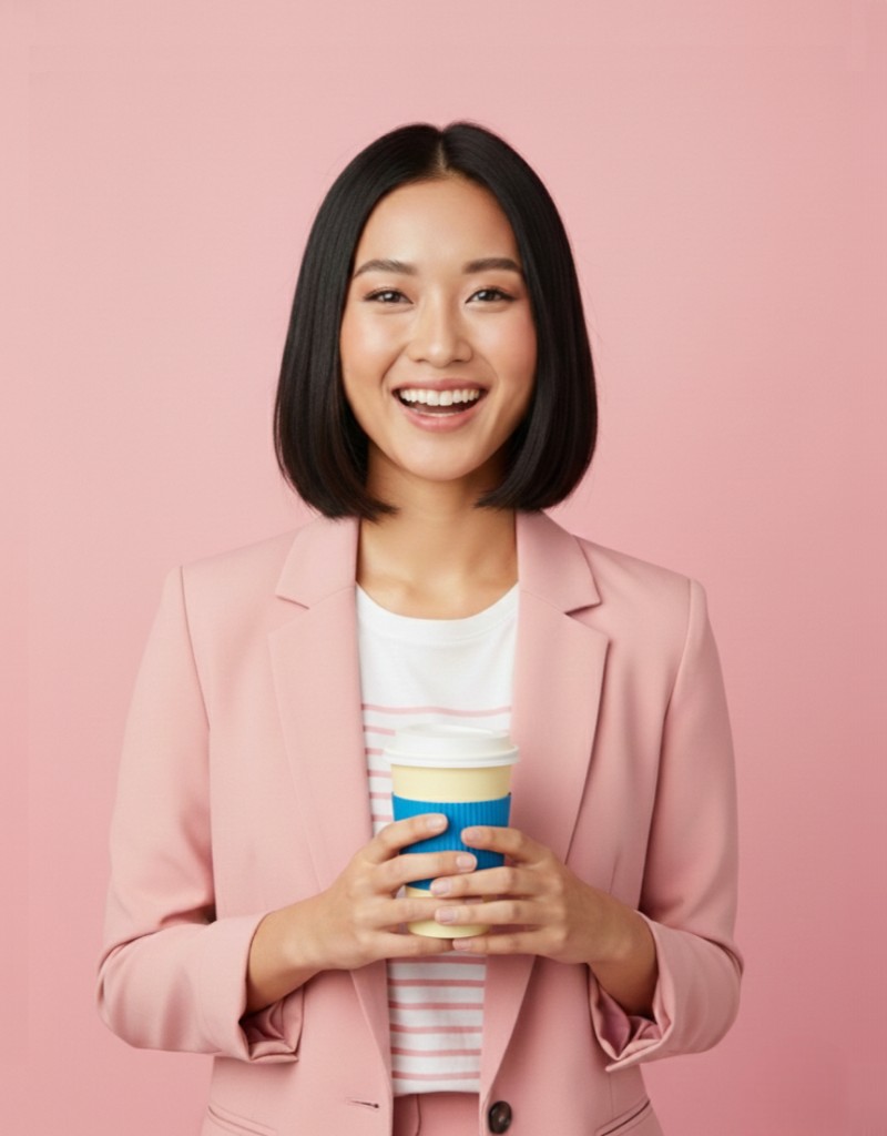 Brand manager holding a coffee cup